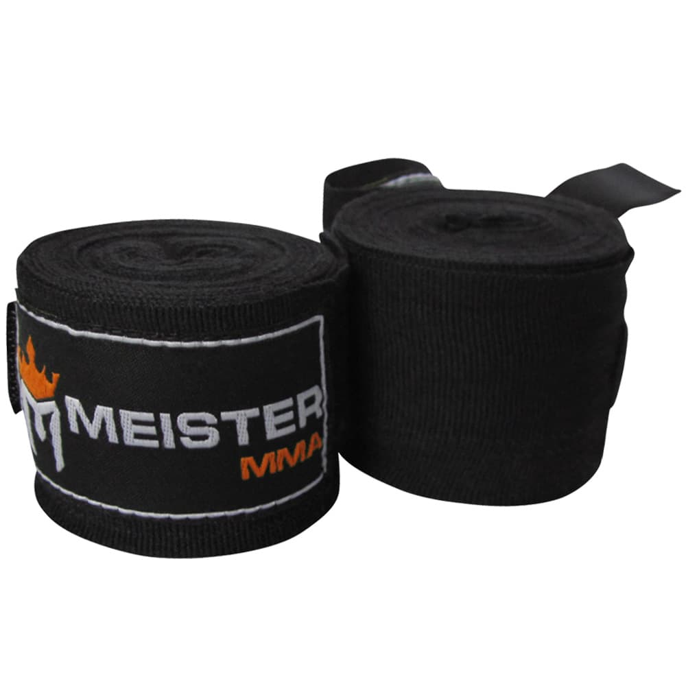 Meister 180" MMA Hand Wraps (Pair) - Black - Seventh Sin Fitness