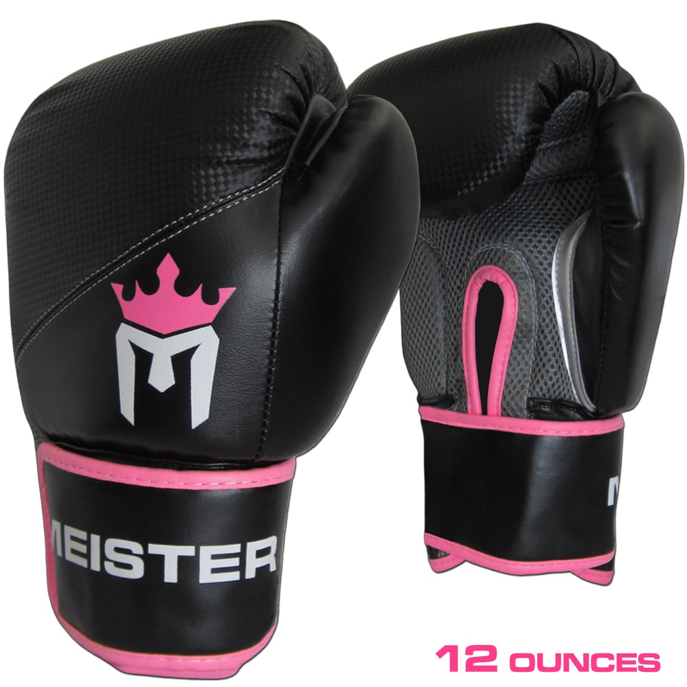 12 Ounce Meister Boxing Gloves for Women & Youth - Black/Pink - Seventh Sin Fitness